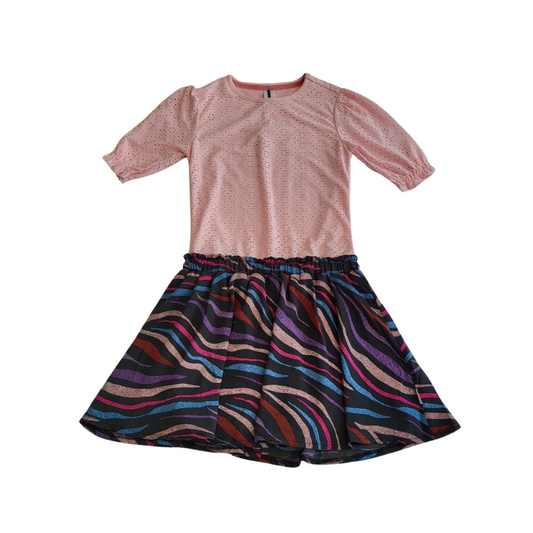 Robe rose avec jupe lignée multicolor - B.NOSY