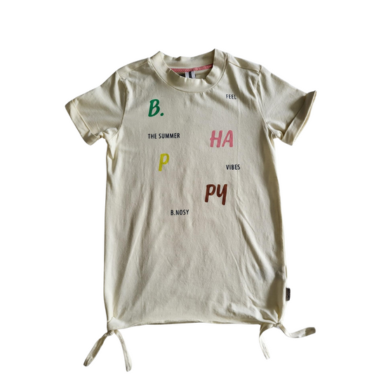 T-shirt B.HAPPY écru avec noeuds sur les côtés-B.NOSY