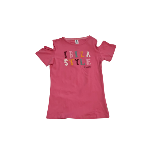 T-shirt à manches courtes et épaules dénudées rose - B.NOSY